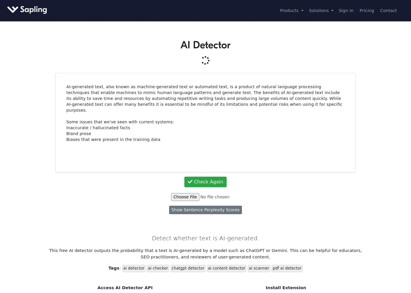 Sapling 홈페이지 스크린샷