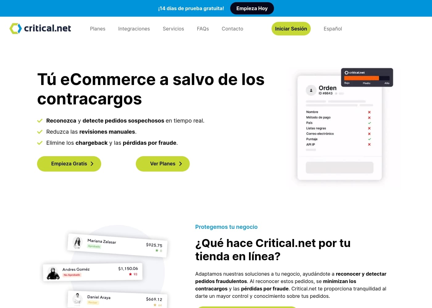 Capture d'écran de la page d'accueil Critical.net