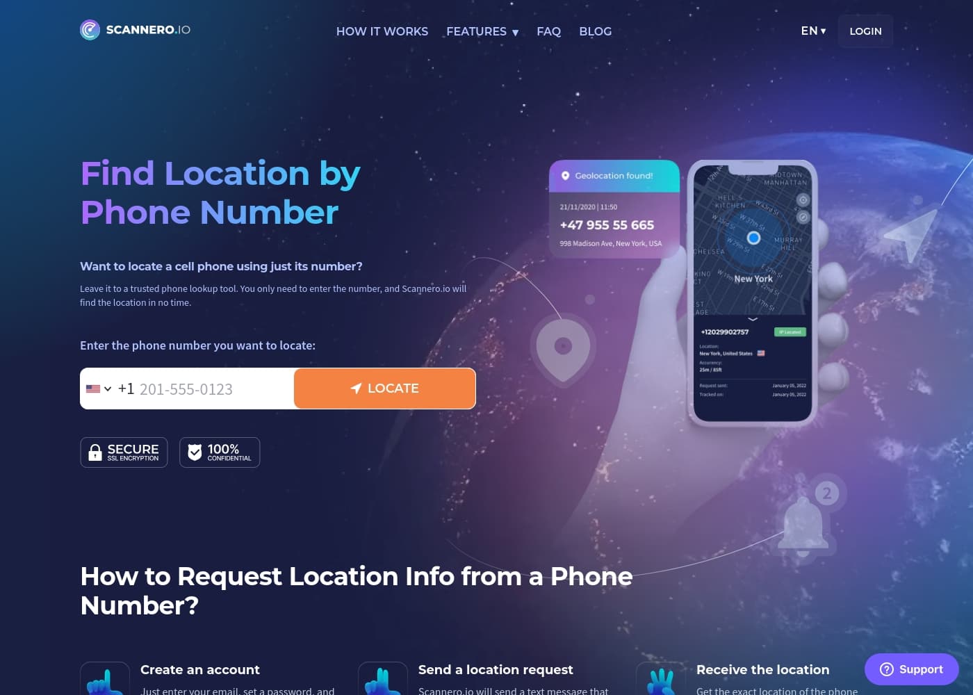 Captura de pantalla de la página de inicio de Scannero